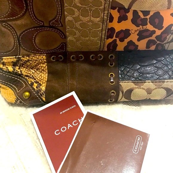 Coach patchwork purse, good used condition. Made of leather, suede, fabrics. - Picture 7 of 16